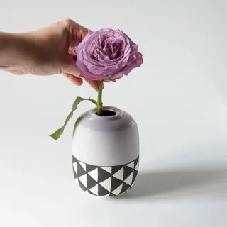 Funky flower vases Modern bud vase ceramic Color block black