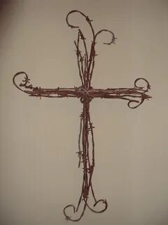 Barb Wire Cross Wire crafts, Barbed wire art, Cross crafts