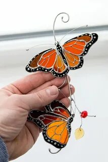 Stained glass monarch butterfly suncatcher Mothers Day gift 