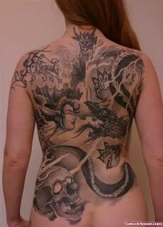 Devil Girl Back Body Tattoo