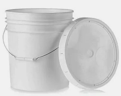 2 Gallon Plastic Bucket With Handle And Lid, White, PB2G: ку