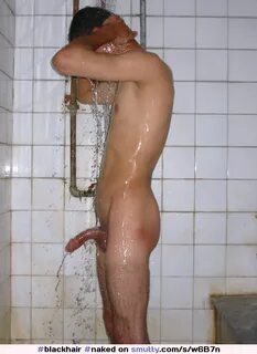 #blackhair #naked #shower #bathing #erection #semihard #circ