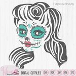 Female Sugar Skull Svg - Layered SVG Cut File - Best Free Fo