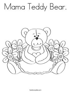 Mama Teddy Bear Coloring Page - Twisty Noodle