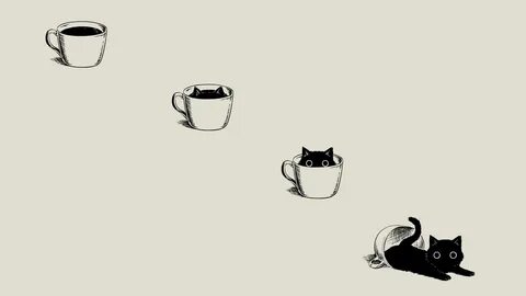 black cat on white cup clip art #anime #manga #minimalism si