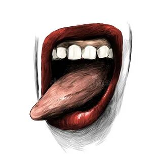 Open Mouth With Tongue Sticking Out Drawing - Filhosdolaranj
