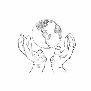 hands holding planet, sketch Planet drawing, Earth drawings,