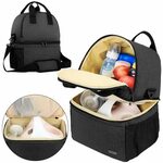 Cooler Bag Black Double Layer Pumping Bag for Working Moms B