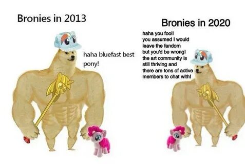 Bronies in 2013 vs Bronies in 2020 Swole Doge vs. Cheems Kno