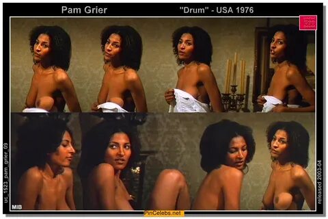 Ebony Pam Grier flashing her nude boobs at Drum