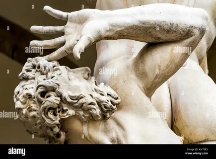 Statue Abduction of a Sabine Woman by Giambologna from 1583 in the Loggia d...