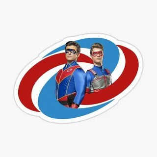 "Captain Man and Kid Danger - Logo" Sticker by Linneke Redbu