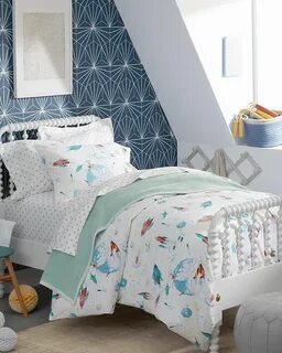 Our bestselling rocket ship bedding now glows in the dark! C