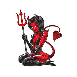 Japanese painting woman with strap on devil emoji