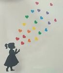Banksy Girl Blowing Rainbow Heart Window Stickers DIY 280 x 