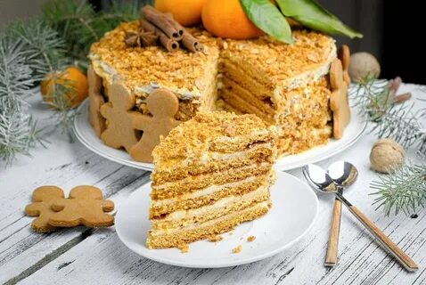 Cake with honey cakes (63 photos)