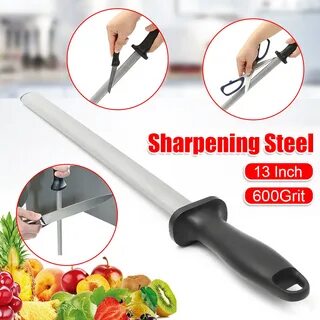 Knife Sharpener ,13Inch 600# Grit Diamond Knife Sharpening Steel Rod Sharpener w