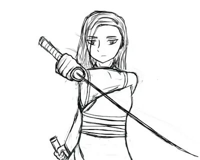 Samurai Female Drawing Warrior Getdrawings Sketch Coloring P