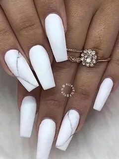✔ Nail Matte White Coffin coffin nails inspo white #nails #c