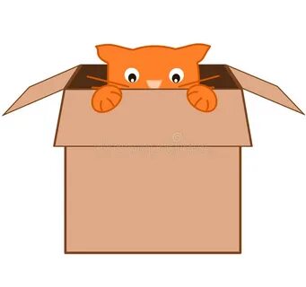 Funny Cute Cartoon Orange Cat in Carton Box Vector Illustrat