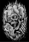 BLACKOUT BROTHER - The Jester Skull Skull art drawing, Evil 