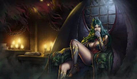 Скачать обои apple, demon, girl, fantasy, cleavage, legs, br