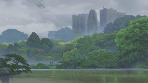 garden, The Garden Of Words, Green, Nature, Anime, Rain, Tre