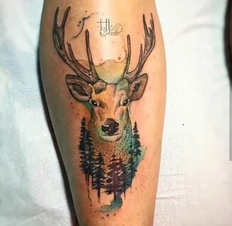 watercolor deer tattoo - deer tattoo Deer head tattoo, Bow t