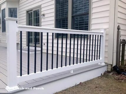 Longevity white PVC railing with black square aluminum balus