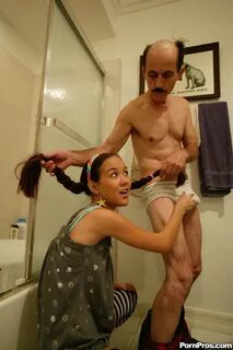 Petite Asian Amai Liu humping an older man with a long weiner in the bathro