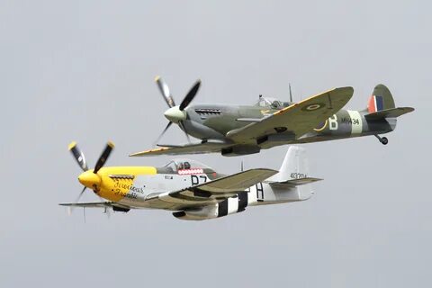 File:Supermarine Spitfire MkIIa & North American P-51 Mustan