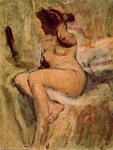 Paintings Reproductions Nude with Mirror by Ignacio Pinazo C