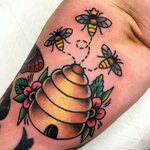 Traditional Bee Tattoo - Tattoos Concept
