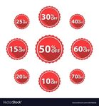 Percentage off sale labels red color Royalty Free Vector