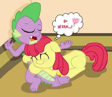 #1068080 - safe, artist:tagman007, apple bloom, spike, femal