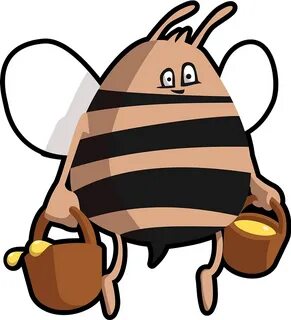 Fat bee with honey pots clipart. Free download transparent .