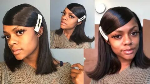Frontal Wig! 90s Inspired Side Swoop Blunt Cut HairViVi Blac