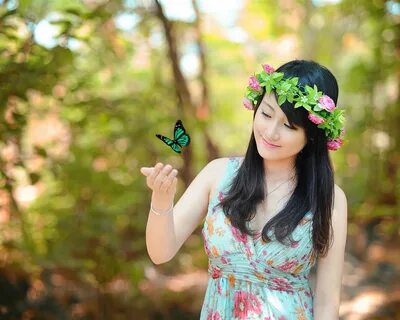 Asian girl butterfly at