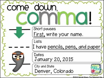 Free Charts that Teach Apostrophes and Commas Writing anchor