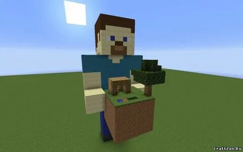 Статуя Стива с блоком выживания 1.8.8 - Карты Minecraft 1.8.