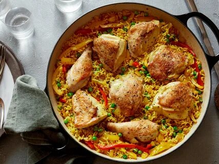 Cuban Baked Chicken with Sweet Peppers and Yellow Rice Recip