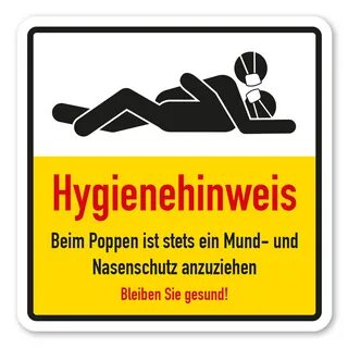 Fun-Schild / Dekoschild Hygienehinweis - Beim Poppen ist stets ein Mund- und Nas