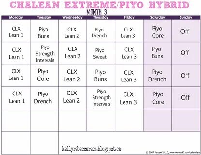 Chalean Extreme/Piyo Hybrid Month 3 Chalean extreme, Chalean