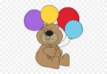 Bear With Balloons - Bear Holding A Balloon - Free Transpare