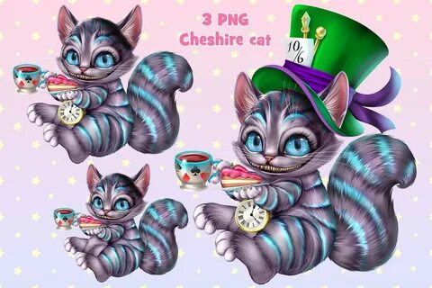 Cheshire cat with tea (1504850) Characters Design Bundles
