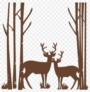 birch trees with deer svg scrapbook cut file cute clipart - 