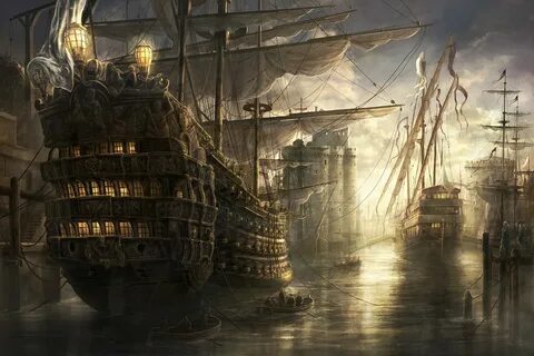 pirates, Sailing ship, Fantasy art, Artwork Wallpapers HD / 