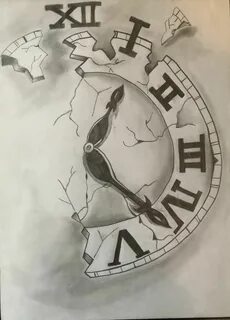 Broken Clock Pencil Drawing Broken drawings, Clock painting,