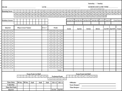 Printable Basketball Score Sheets - Download in PDF
