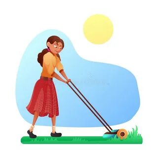 Push Lawn Mower Working Stock Illustrations - 18 Push Lawn M